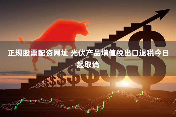 正规股票配资网址 光伏产品增值税出口退税今日起取消